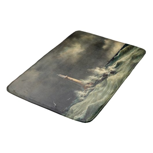 Ocean Lighthouse Waves Rocks Bathmat Badmat (Gekanteld)