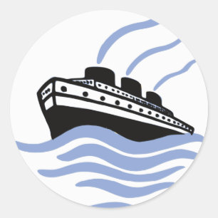 Ocean Liner Art Ronde Sticker