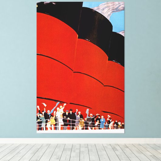 Ocean Liner Bon Voyage - XL Canvas Afdruk (Insitu (Houten vloer))