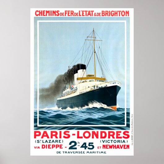 OCEAN LINER PARIS LONDON REIZEN POSTER (Voorkant)