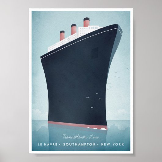 Ocean Liner Vintage Travel Poster (Voorkant)