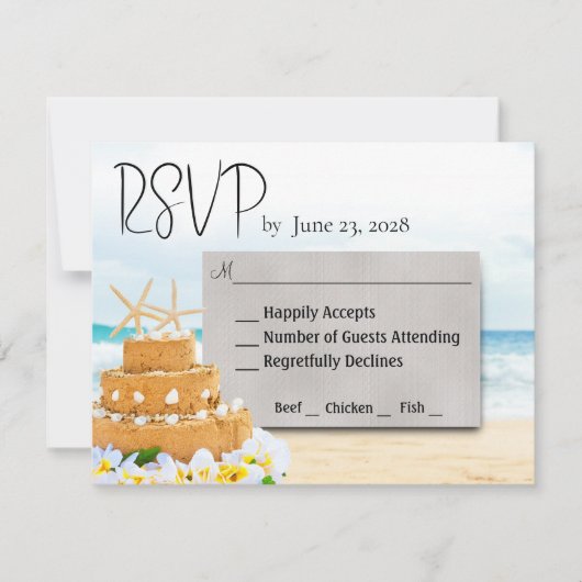 Ocean Love Beach Bruiloft RSVP Kaartje (Voorkant)