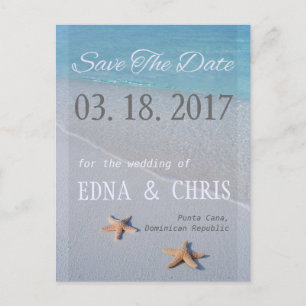 Ocean Love Beach Starfish Photo Save the Date Aankondigingskaart