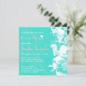 Ocean Love Blauwgroen Seashells Chic Vrijgezellenf Kaart (Staand voorkant)