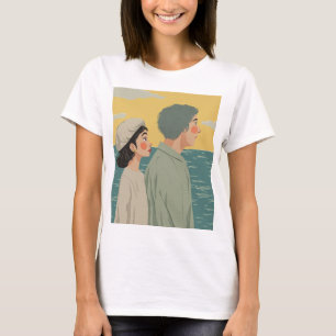 Ocean Love: het Uitzicht van een dromerig stel T-shirt
