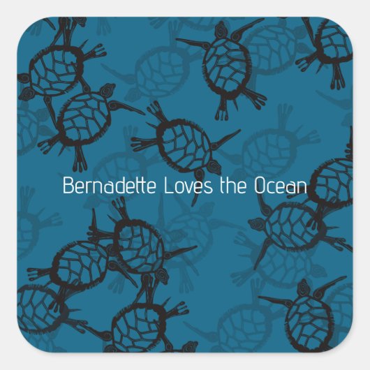 Ocean Lovers Zee Turtle Vierkante Sticker (Voorkant)