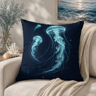 Océan Lumineux : Coussin de Jeté Inspiré de Méduse
