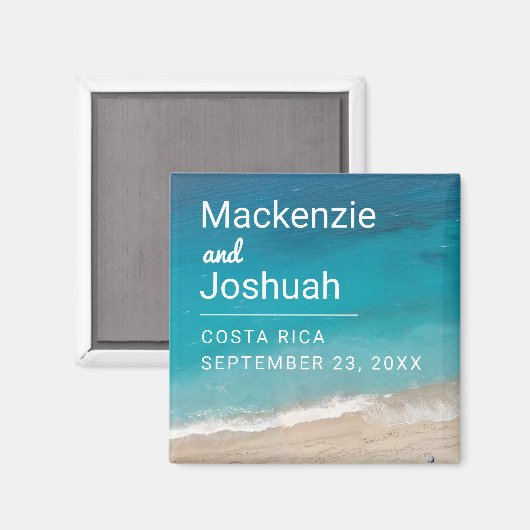 Ocean Magnet Beach Wedding Favor of Keepomwille Magneet (Voorkant / Achterkant)