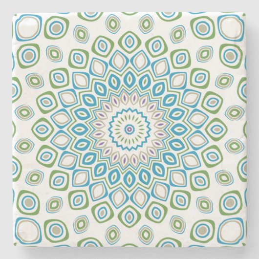 Ocean Mandala in blauw en grijs en wit Stenen Onderzetter (Voorkant)