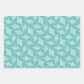 Ocean Manta Rays Polynesische Stijl Blauw Wit Inpakpapier Vel (Voorkant)