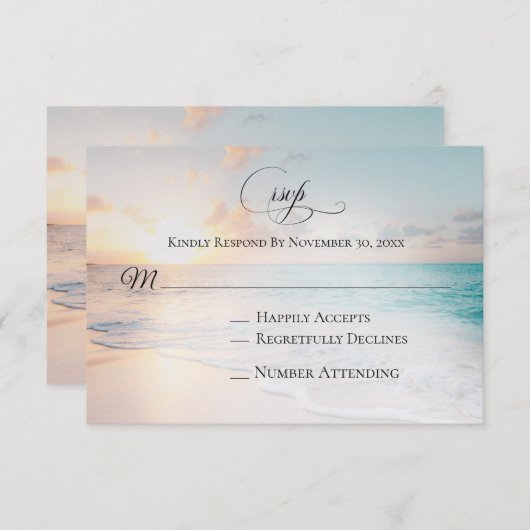 *~* Océan marin Exotique Mariage de plage RSVP (Devant / Derrière)