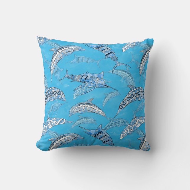 Ocean Marine Animals Dolphins Marlins Kussen (Voorkant)