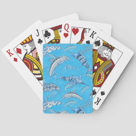 Ocean Marine Animals Dolphins Marlins Pokerkaarten (Achterkant)