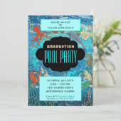 Ocean Marine Life Afstuderen Swimble Pool Party Kaart (Staand voorkant)