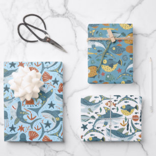 Ocean Marine onder het Zee Shark Birthday Cadeau Inpakpapier Vel