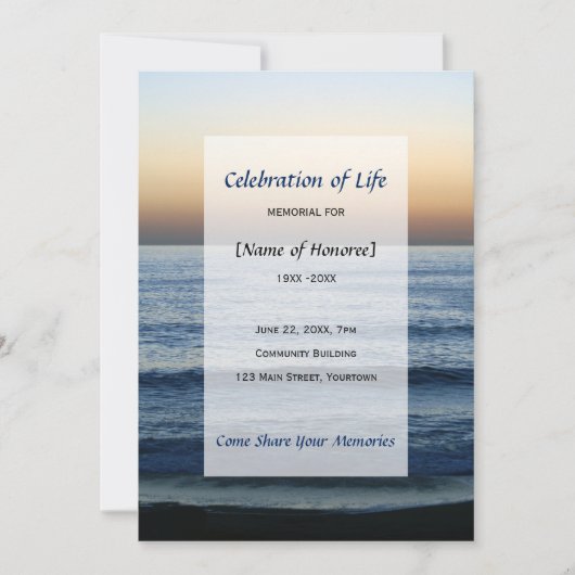 Ocean Memorial Celebration of Life invitation (Devant)