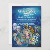 Ocean Mermaid 1er Anniversaire Fête Invitation (Devant)