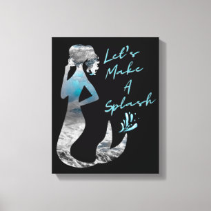 Ocean Mermaid Laten we een plash maken Canvas Afdruk