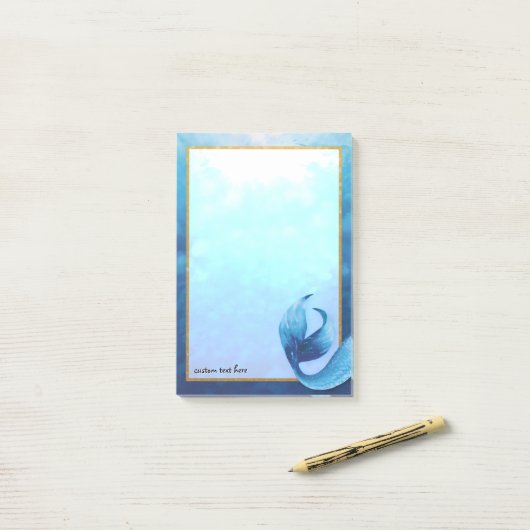 Ocean Mermaid Tail Aangepaste Post-It Notes (Op bureau)