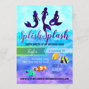 Ocean Mermaids Trio Invitations d'anniversaire