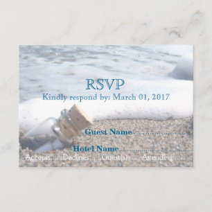 Océan Message dans une bouteille Carte Rsvp 3,5