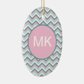 Ocean Mist Chevron Pattern Keramisch Ornament (Rechts)