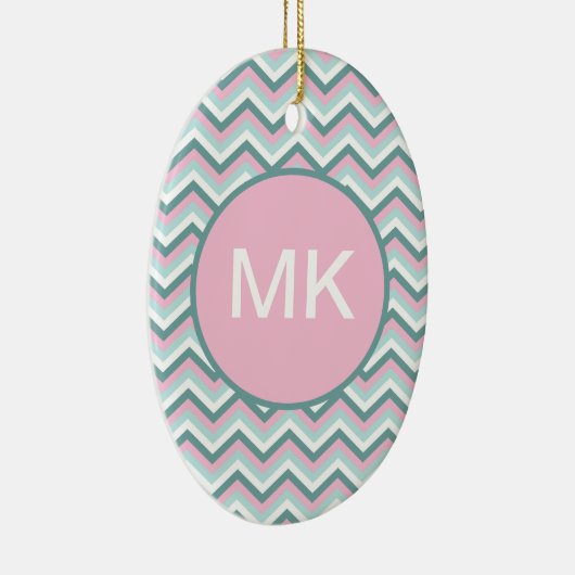 Ocean Mist Chevron Pattern Keramisch Ornament (Rechts)
