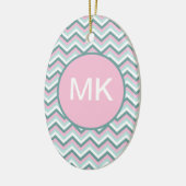 Ocean Mist Chevron Pattern Keramisch Ornament (Links)