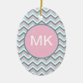 Ocean Mist Chevron Pattern Keramisch Ornament (Voorkant)