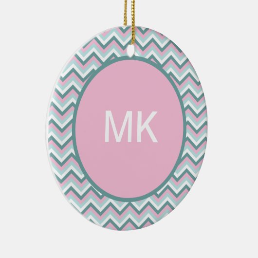 Ocean Mist Chevron Pattern Keramisch Ornament (Rechts)