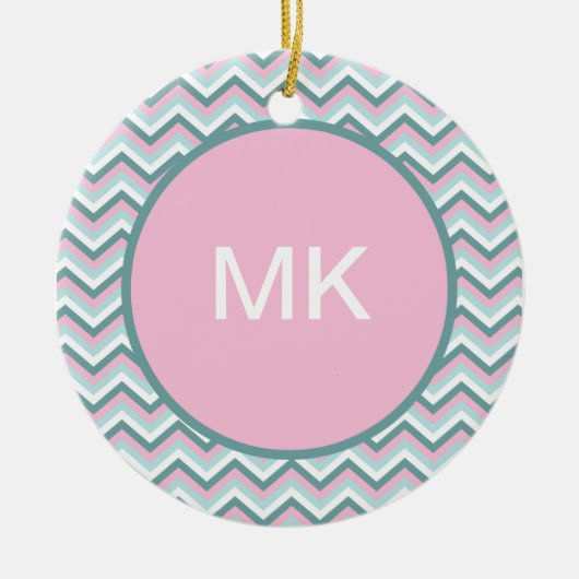 Ocean Mist Chevron Pattern Keramisch Ornament (Voorkant)