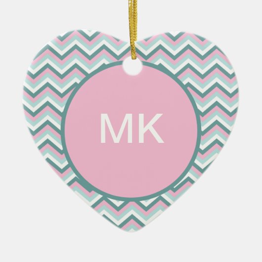 Ocean Mist Chevron Pattern Keramisch Ornament (Voorkant)