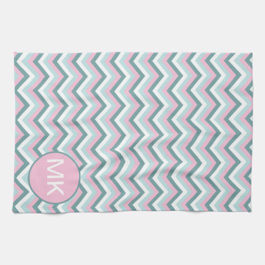 Ocean Mist Chevron Pattern Theedoek (Horizontaal)