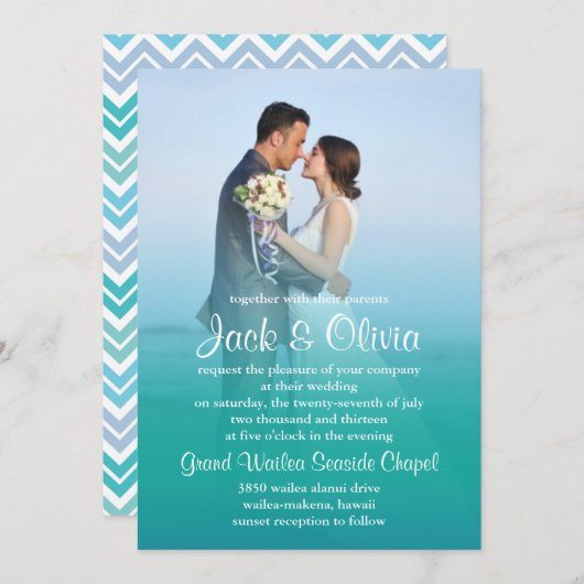 Ocean Mist Wedding Uitnodiging (Voorkant / Achterkant)