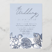 Ocean Modern Real Silver Faire-part de mariage (Recto)