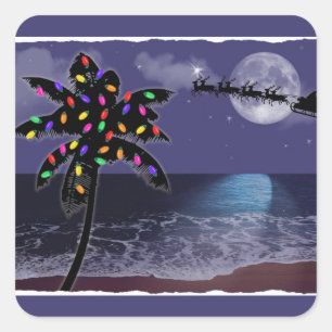 Ocean Moonlight kerstfeestdag Vierkante Sticker