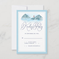 Ocean Mountain Lighthouse Light Blue Wedding