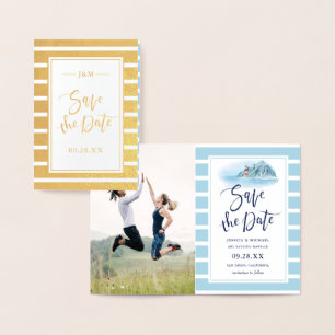 Ocean Mountain Lighthouse Wedding Save the Date Folie Kaarten