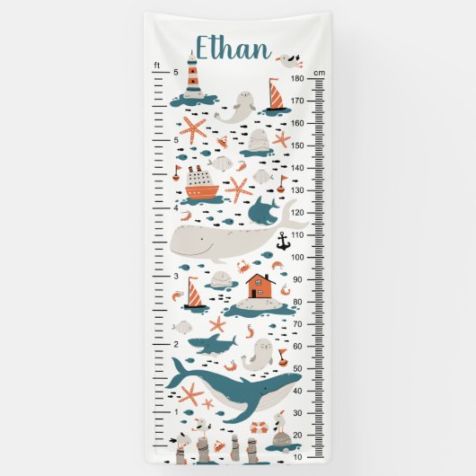 Océan Nautical | Bannière de graphique de croissan (Vertical)