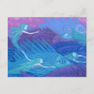 Ocean Nomads, Nautical Fantasy Art Mermaids & Fish Briefkaart