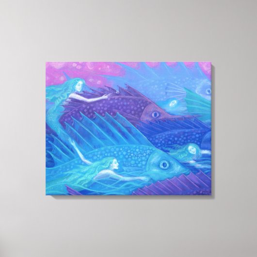 Ocean Nomads, Nautical Fantasy Art Mermaids & Fish Canvas Afdruk (Voorkant)