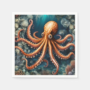 Ocean Octopus Deep Blue Servet
