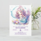 Ocean of Love Zeemeermin Baby shower Uitnodiging (Staand voorkant)