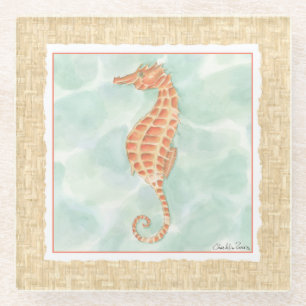 Ocean Oranje Seahorse Glazen Onderzetter