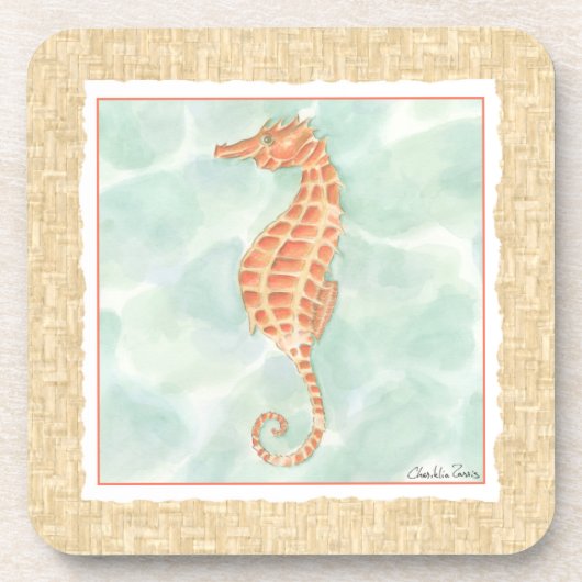 Ocean Oranje Seahorse Onderzetter (Voorkant)
