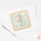 Ocean Oranje Seahorse Vierkante Sticker (Envelop)