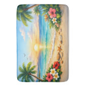 Ocean Palm Tree Floral Bath Rug Badmat (Voorkant Verticaal)