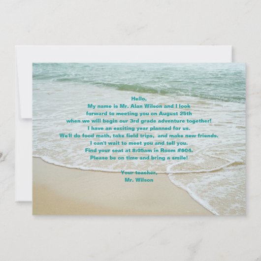 Ocean Palm Tree Welcome Students Message Kaart (Achterkant)