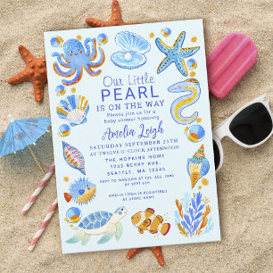 Ocean Parel Zeewezens blauwe Jongens Baby Shower Kaart