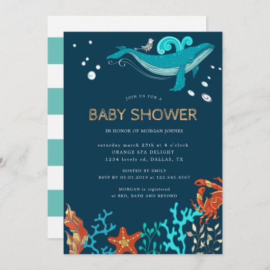 Ocean Party | Invitation Baby shower (Devant / Derrière)